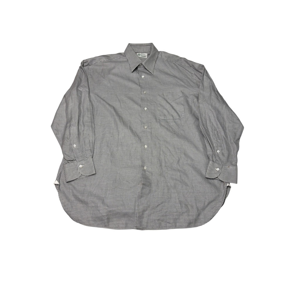 Borrelli Neiman Marcus Grey Houndstooth Cotton Button Down Shirt Italy 17